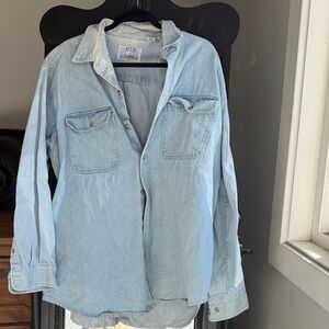 Casual Light Blue Denim Shirt Jacket
